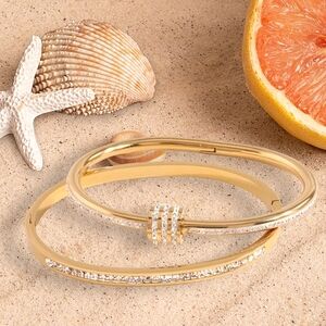2 Gold-plated Cubic Zircon Bangles